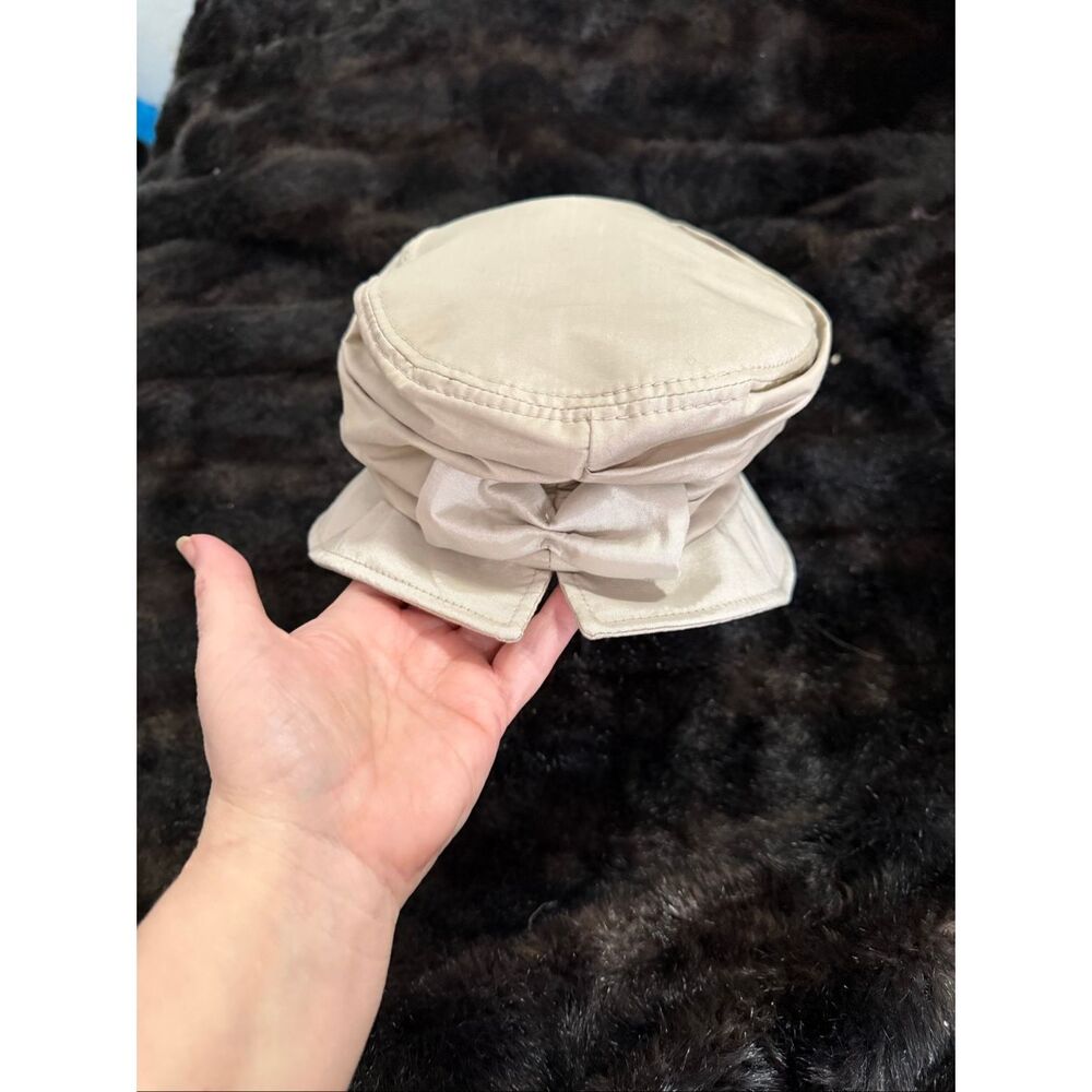 Balke Cream Tan Bow Packable Hat One Size